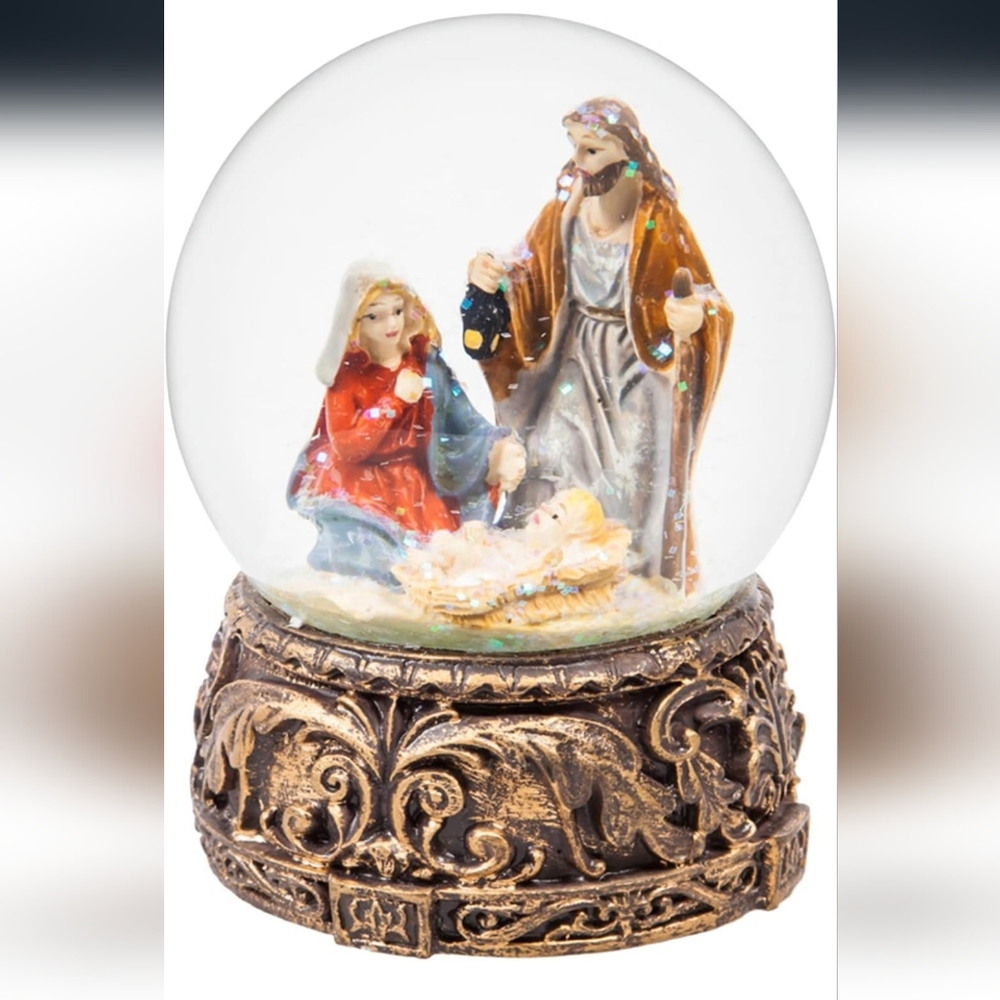 NIB Christmas Nativity Musical Snow Globe